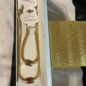 Gold Stainless Steel Women's Bracelet Set